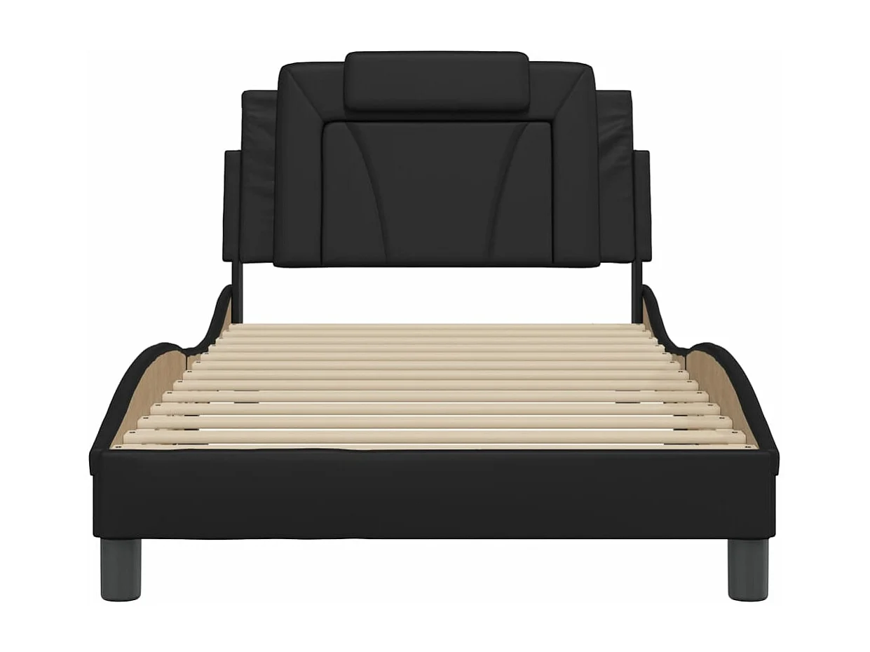 Lit simple + tête de lit Noir 100x200 cm Similicuir FR27800