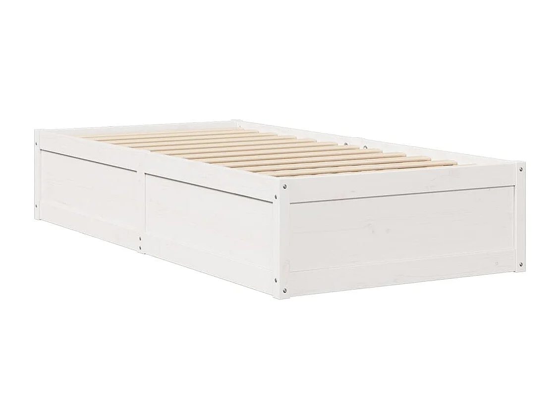Lit simple Blanc 90x190 cm Bois de pin massif FR66880