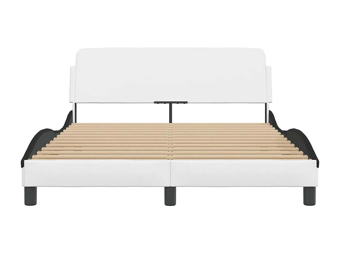 Lit double et tête de lit blanc et noir 120x200 cm similicuir FR88134