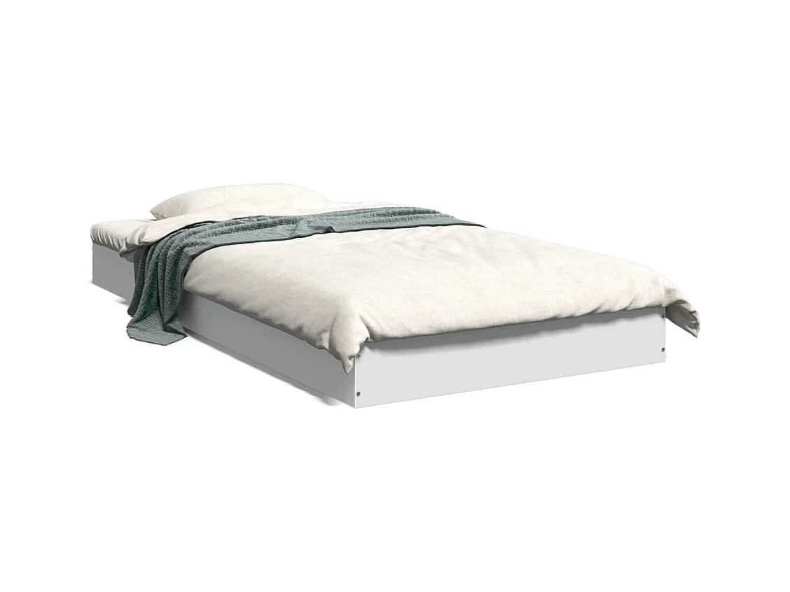 Lit simple blanc 100x200 cm bois d'ingénierie FR39087