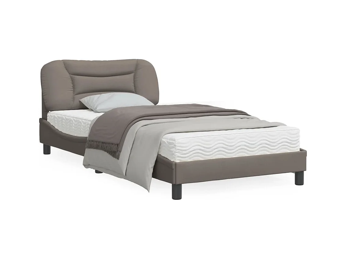 Lit simple avec lumières LED taupe 100x200 cm tissu FR98467