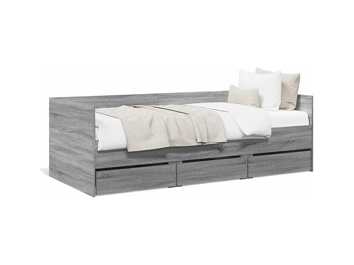 Lit de jour et tiroirs sonoma gris 90x190 cm bois d'ingénierie FR79541