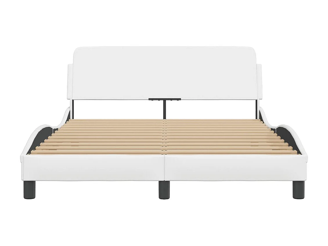 Lit double + tête de lit Blanc 140x190 cm Similicuir FR60131