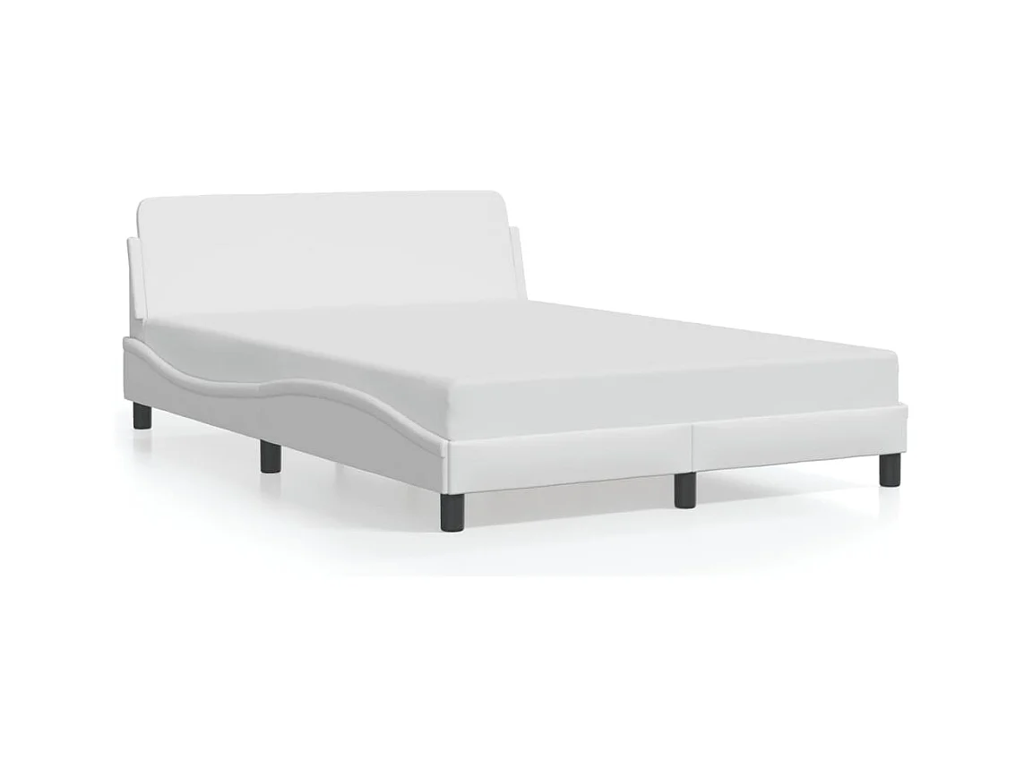 Lit double + tête de lit Blanc 140x190 cm Similicuir FR60131