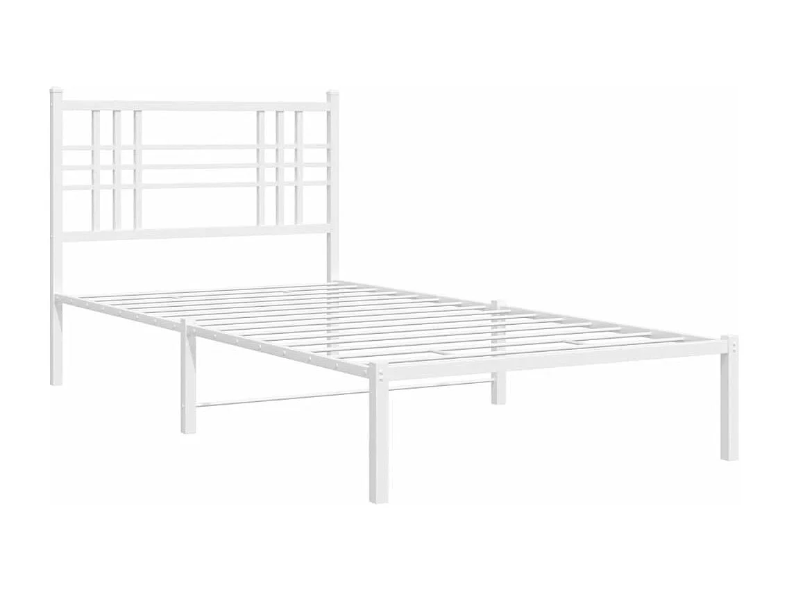 Cama com cabeceira 100x190 cm metal branco PT516318