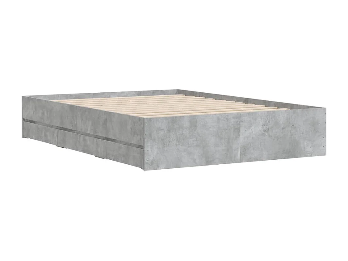Cama 135x190 cm con cajones madera ingeniería gris hormigón ES459173
