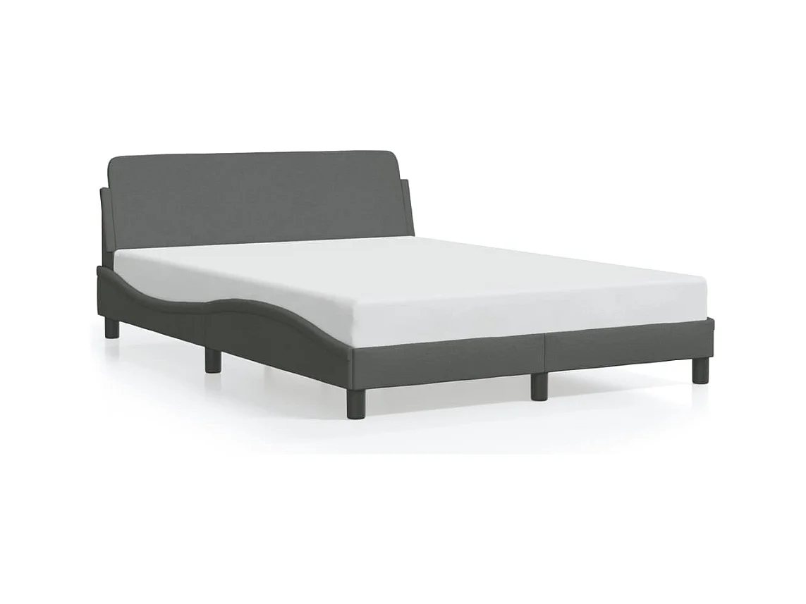 Lit double + tête de lit Gris foncé 120x200 cm Tissu FR69280