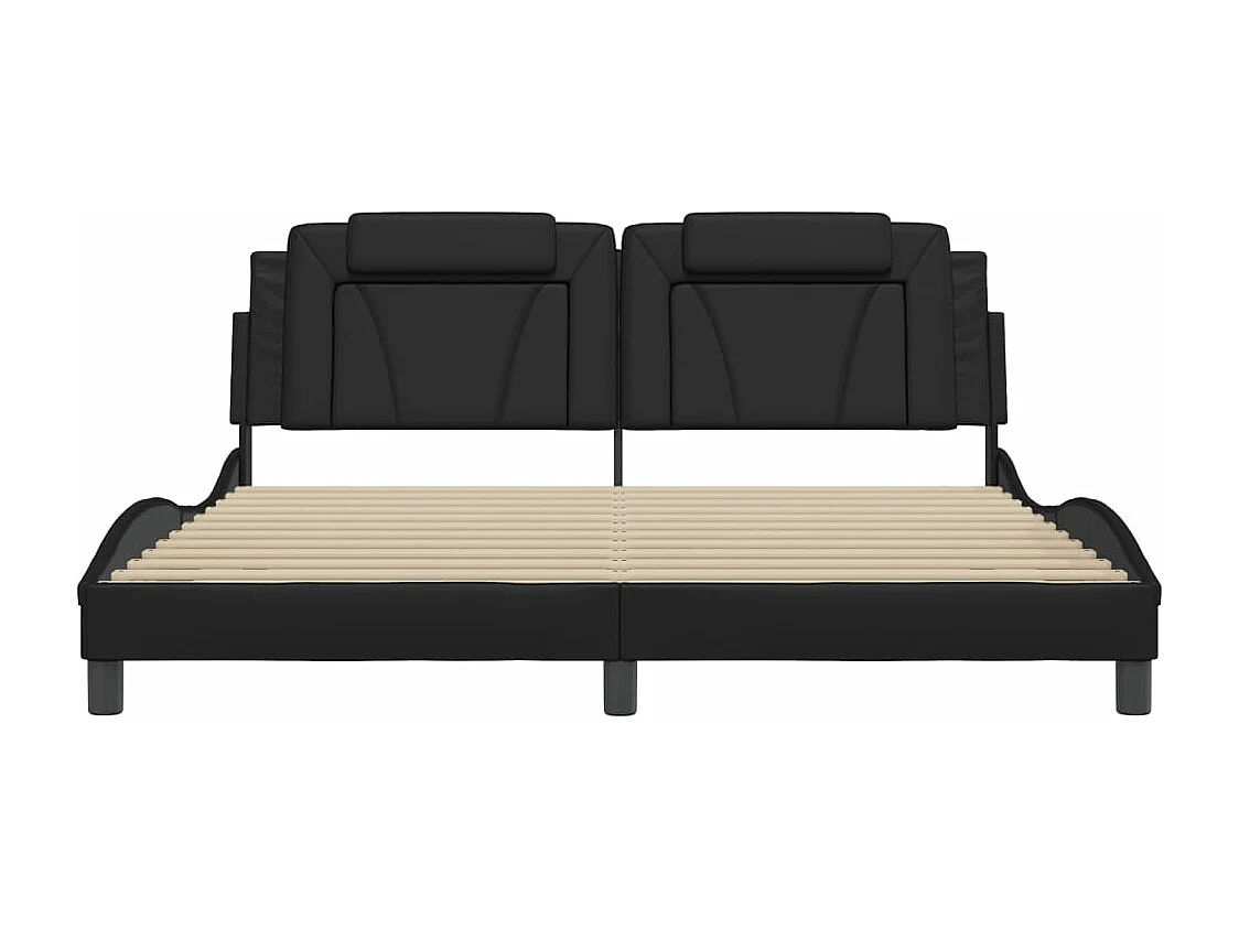 Lit double + tête de lit Noir 180x200 cm Similicuir FR10993
