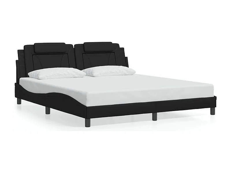 Cama matrimonial- 180x200cm con cabecero cuero sintético negro ES553934
