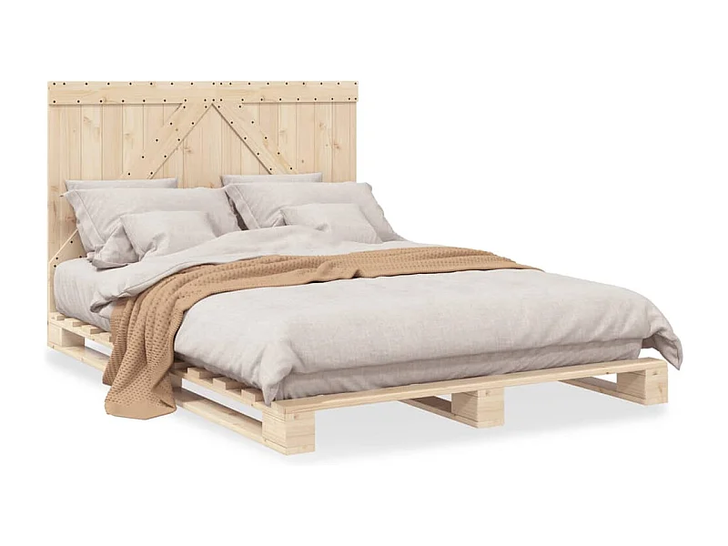 Cama com cabeceira 140x200 cm pinho maciço PT540432