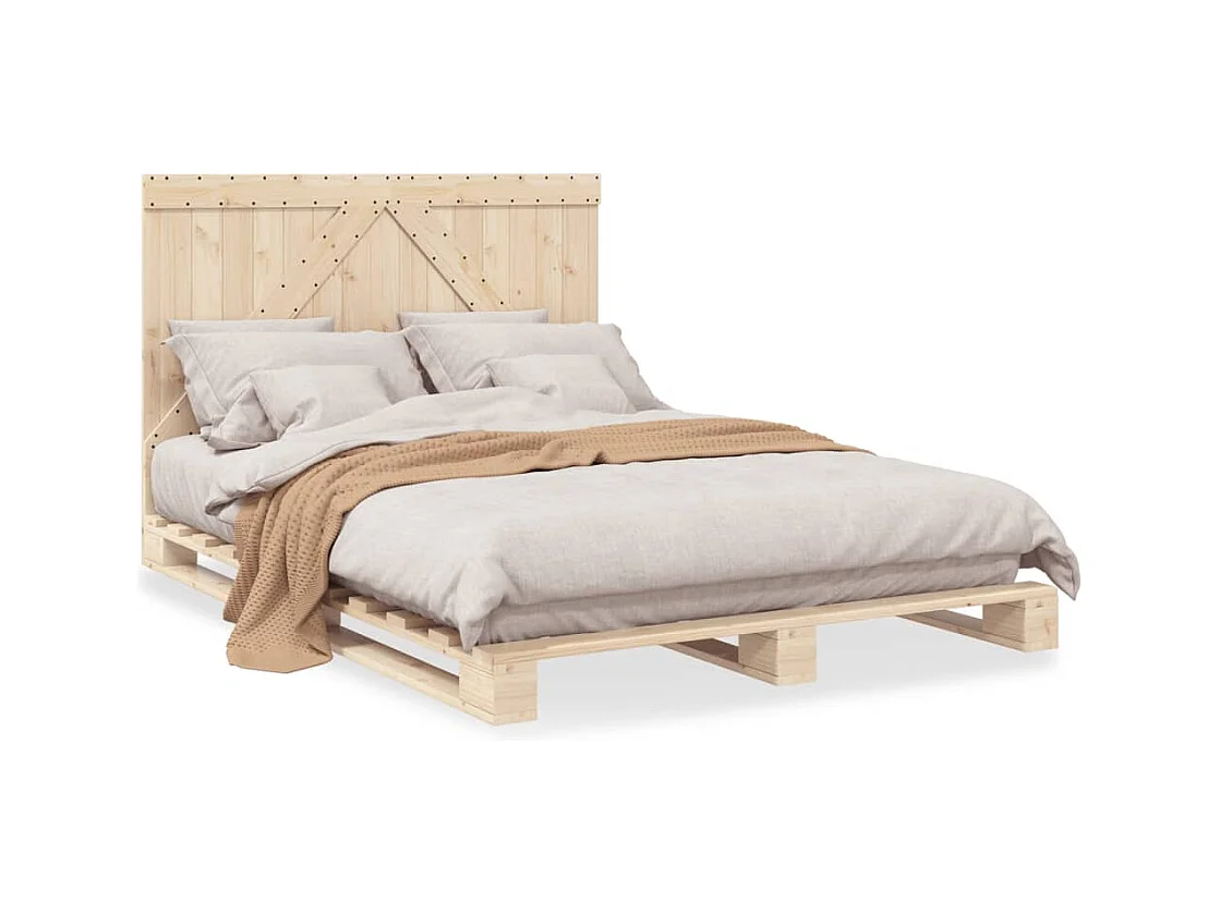 Cama com cabeceira 140x200 cm pinho maciço PT540432