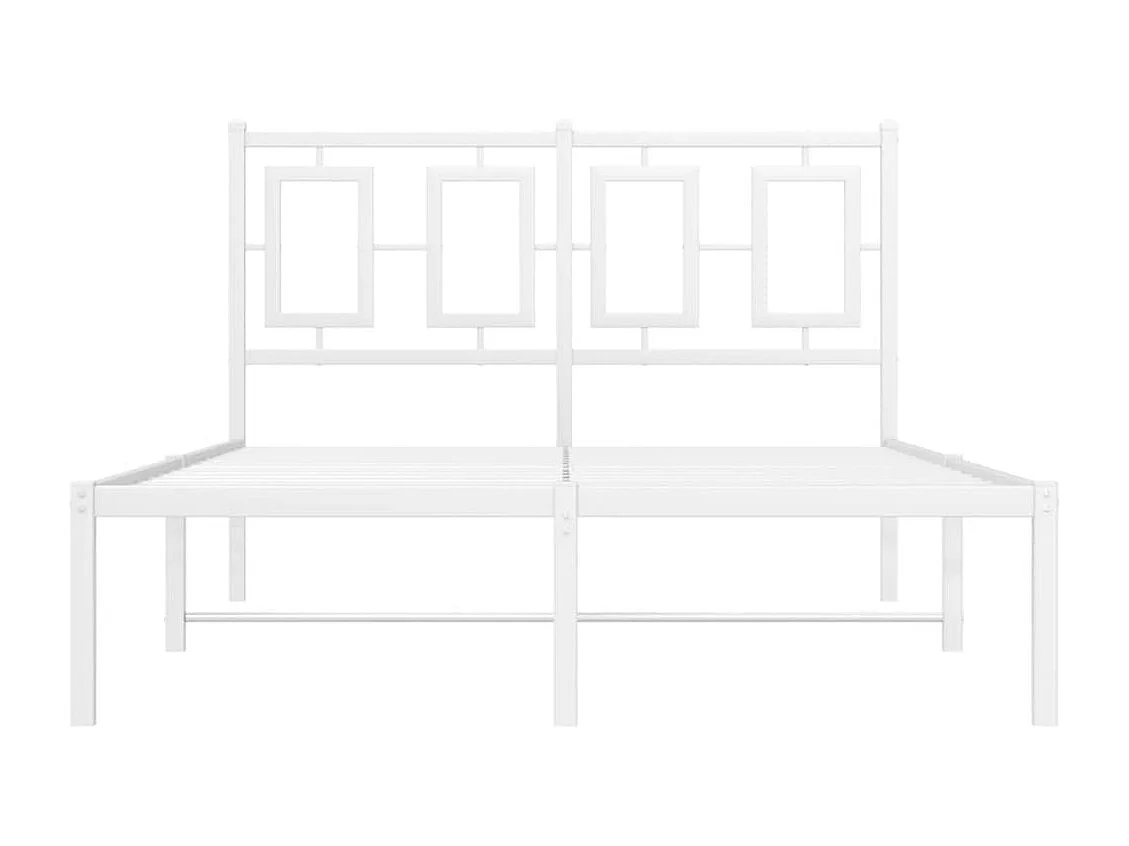 Lit double métal + tête de lit blanc 120x190 cm FR47048