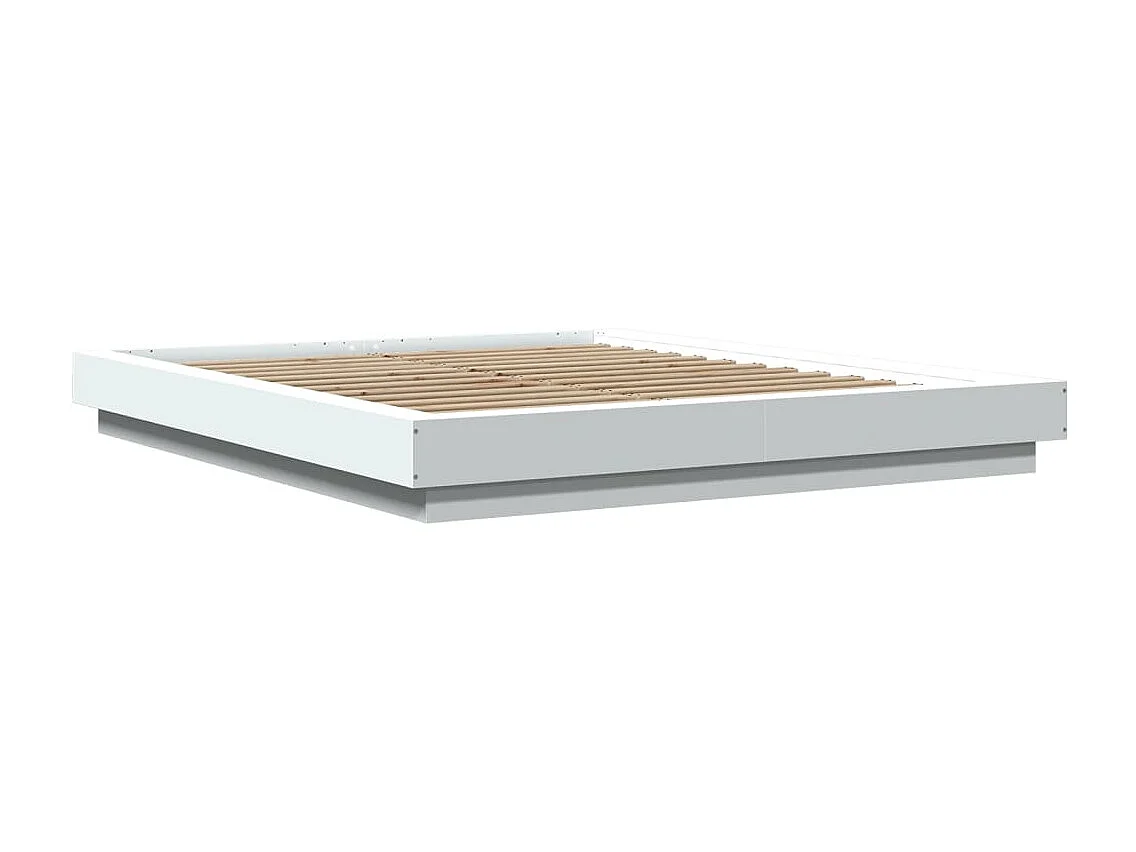 Lit double blanc 150x200 cm bois d'ingénierie FR21783