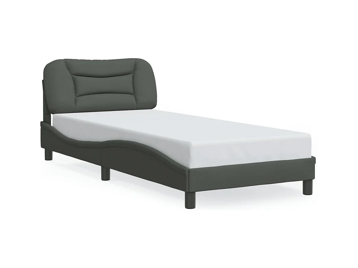 Lit simple + tête de lit Gris foncé 80x200 cm Tissu FR98263