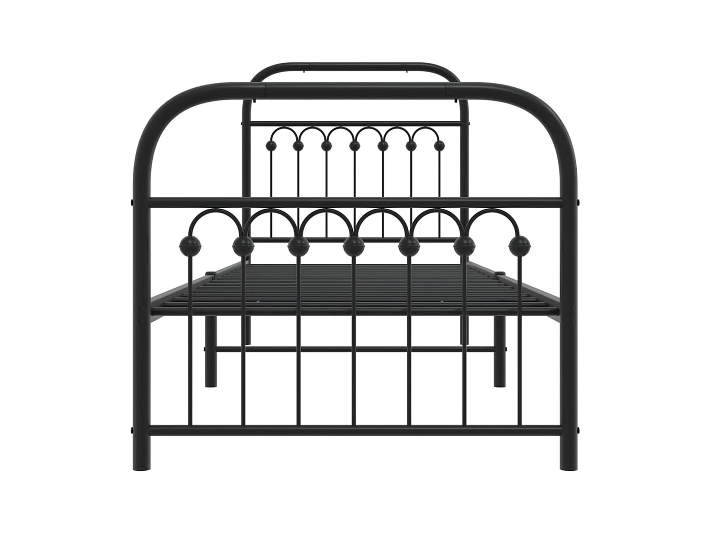 Lit simple métal + tête de lit/pied de lit noir 80x200 cm FR13068