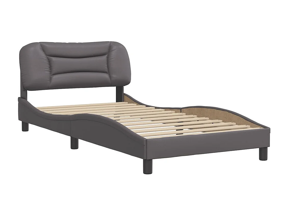 Lit simple + tête de lit Gris 100x200 cm Similicuir FR85506