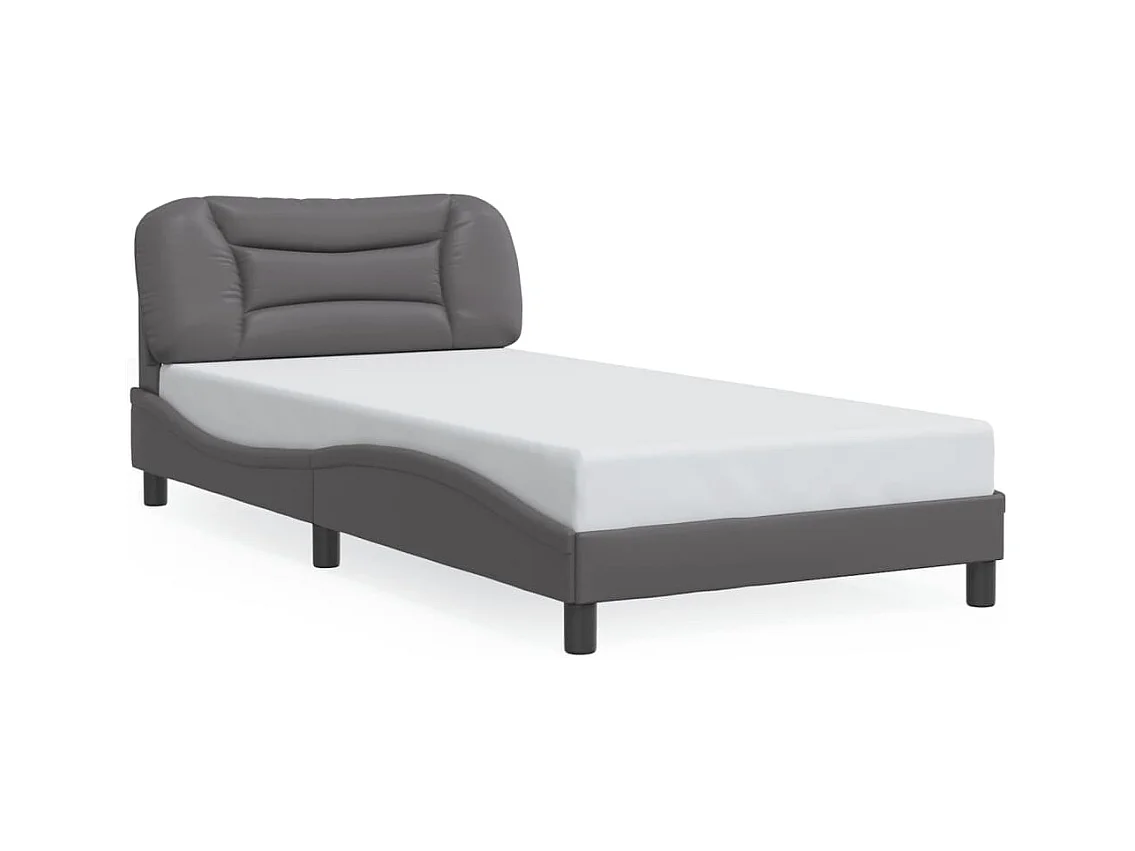 Bedframe met hoofdbord kunstleer grijs 100x200 cm BE707958