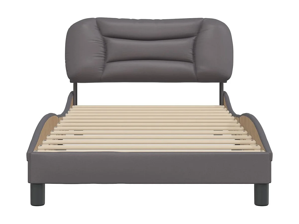 Bedframe met hoofdbord kunstleer grijs 100x200 cm BE707958