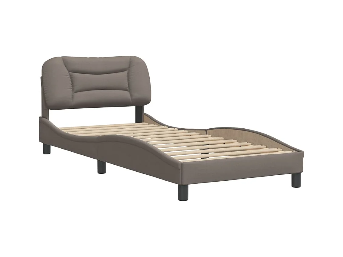 Cama individual- 90x200 cm con cabecero de tela gris taupe ES867190