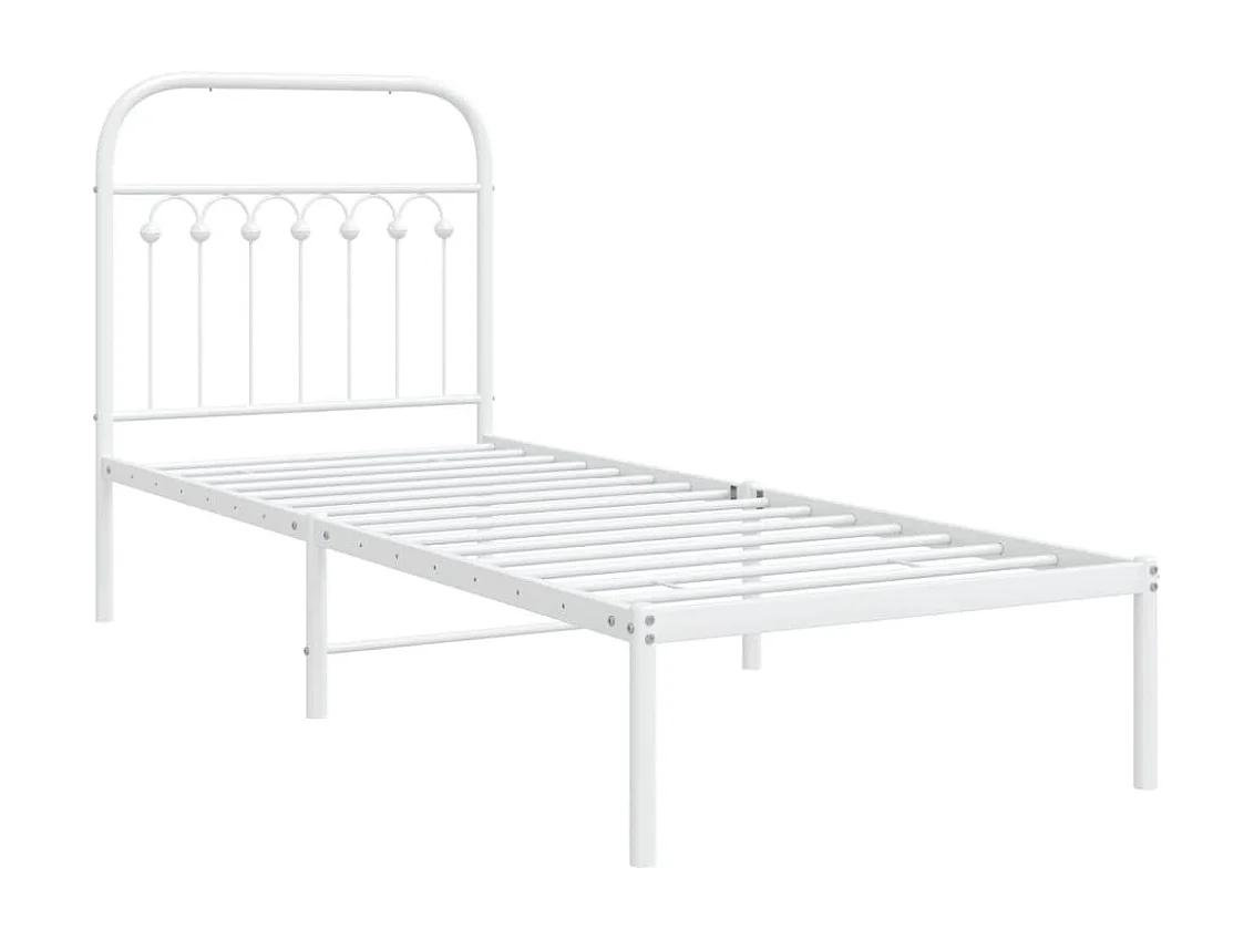 Bedframe met hoofdbord metaal wit 75 x 190 cm BE697218
