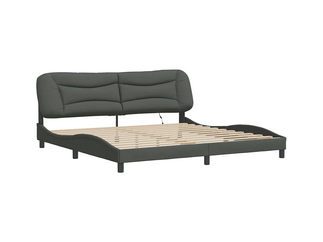 Bedframe met LED-verlichting stof donkergrijs 200x200 cm BE966639