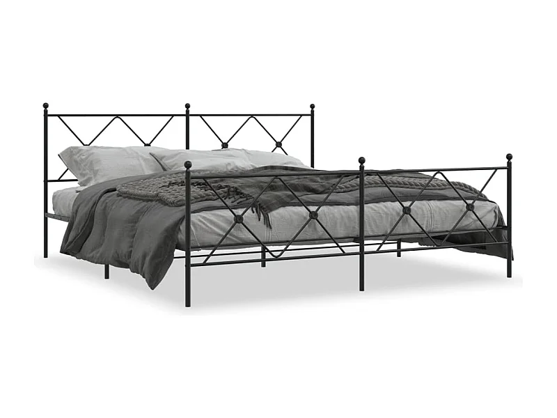 Bedframe met hoofd- en voeteneinde metaal zwart 183x213 cm BE995844