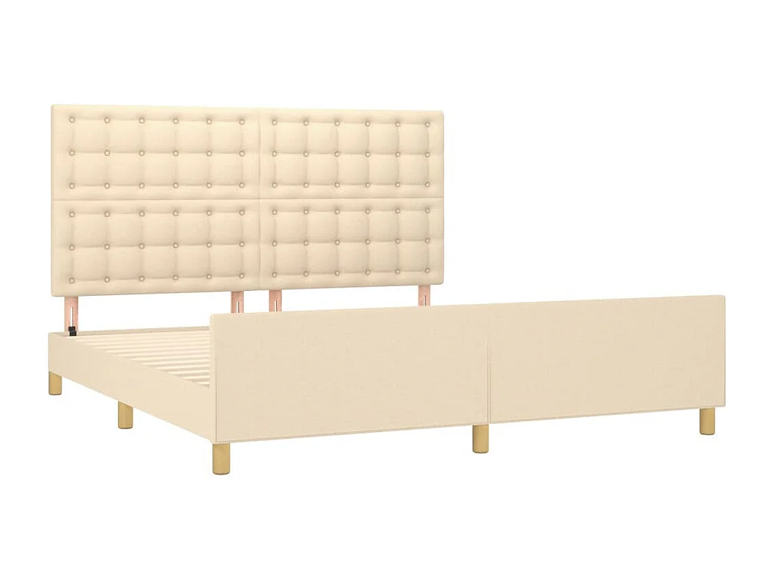 Lit double + tête de lit Crème 180 x 200 cm Tissu FR67774