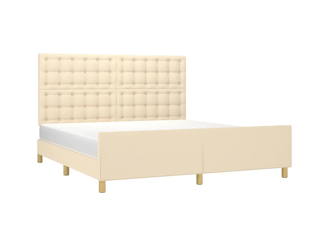 Lit double + tête de lit Crème 180 x 200 cm Tissu FR67774