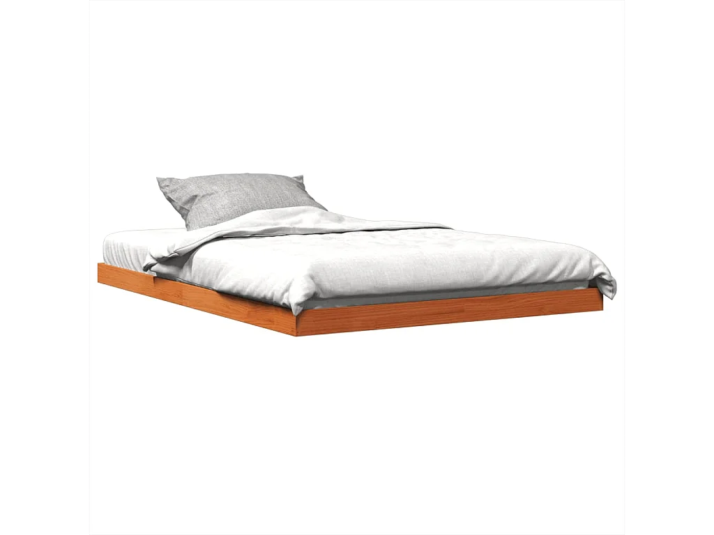 Cama 140x190 cm sin colchón madera maciza de pino marrón cera ES573130