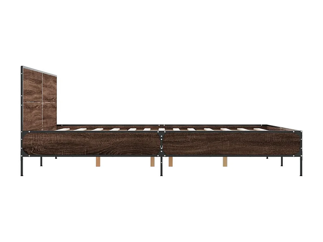 Lit double chêne marron 120x190 cm bois d'ingénierie et métal FR16575