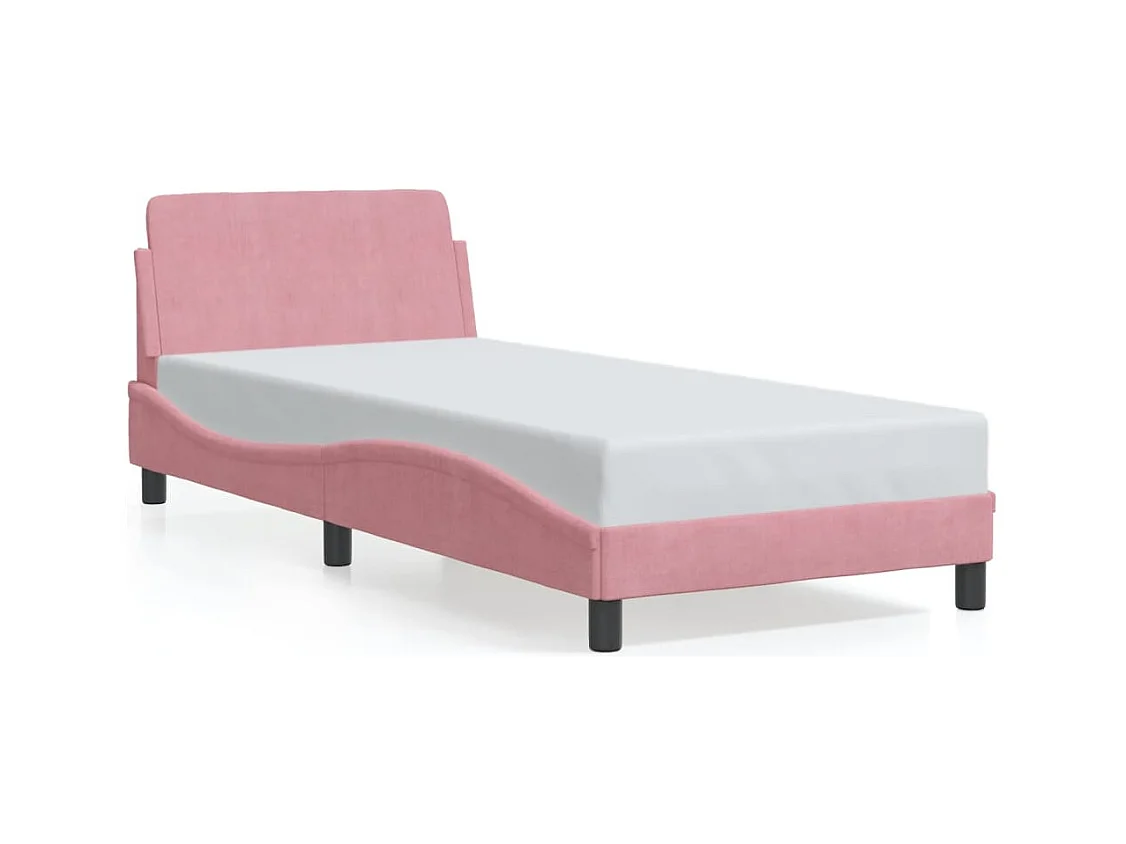 Bedframe met hoofdeinde fluweel roze 90x200 cm BE780692