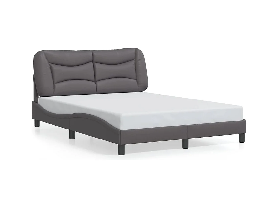 Cama matrimonial- 120x200cm con cabecero cuero sintético gris ES839157