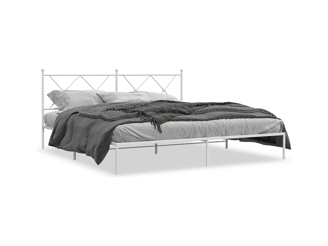 Cama com cabeceira 180x200 cm metal branco PT692964