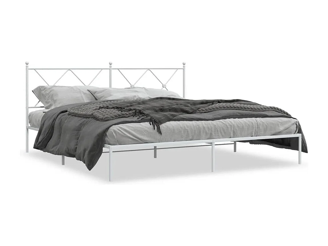 Cama matrimonial- 180x200 cm de metal con cabecero blanco ES647187