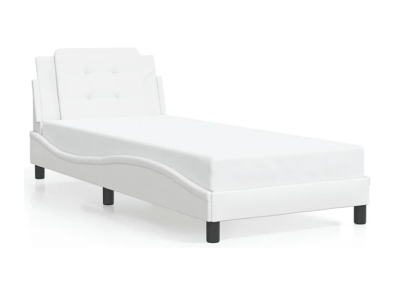 Cama c/ luzes LED 100x200 cm couro artificial branco PT657544