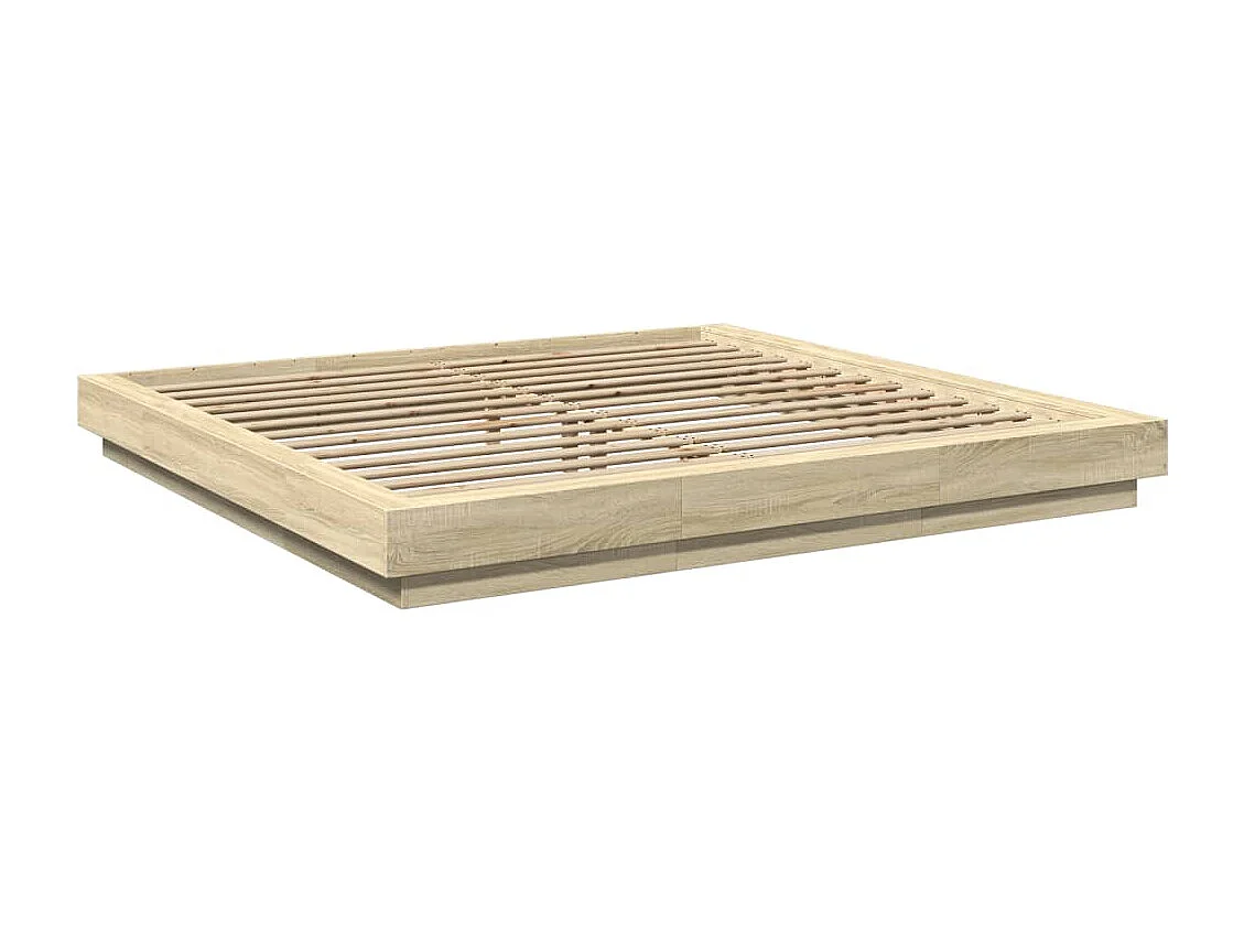 Lit double chêne sonoma 200x200 cm bois d'ingénierie FR25623