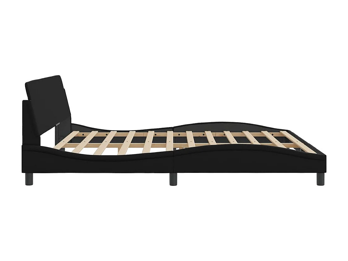 Lit double + tête de lit Noir 200x200 cm Similicuir FR58187
