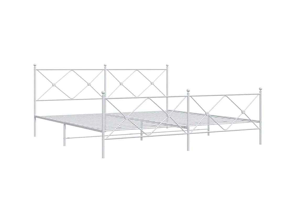 Cama 200x200 cm - metal con cabecero y estribo blanco ES855741