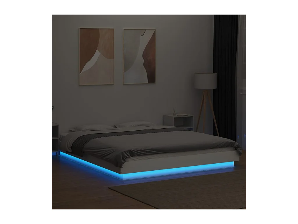 Lit double avec lumières LED blanc 150x200 cm FR39841
