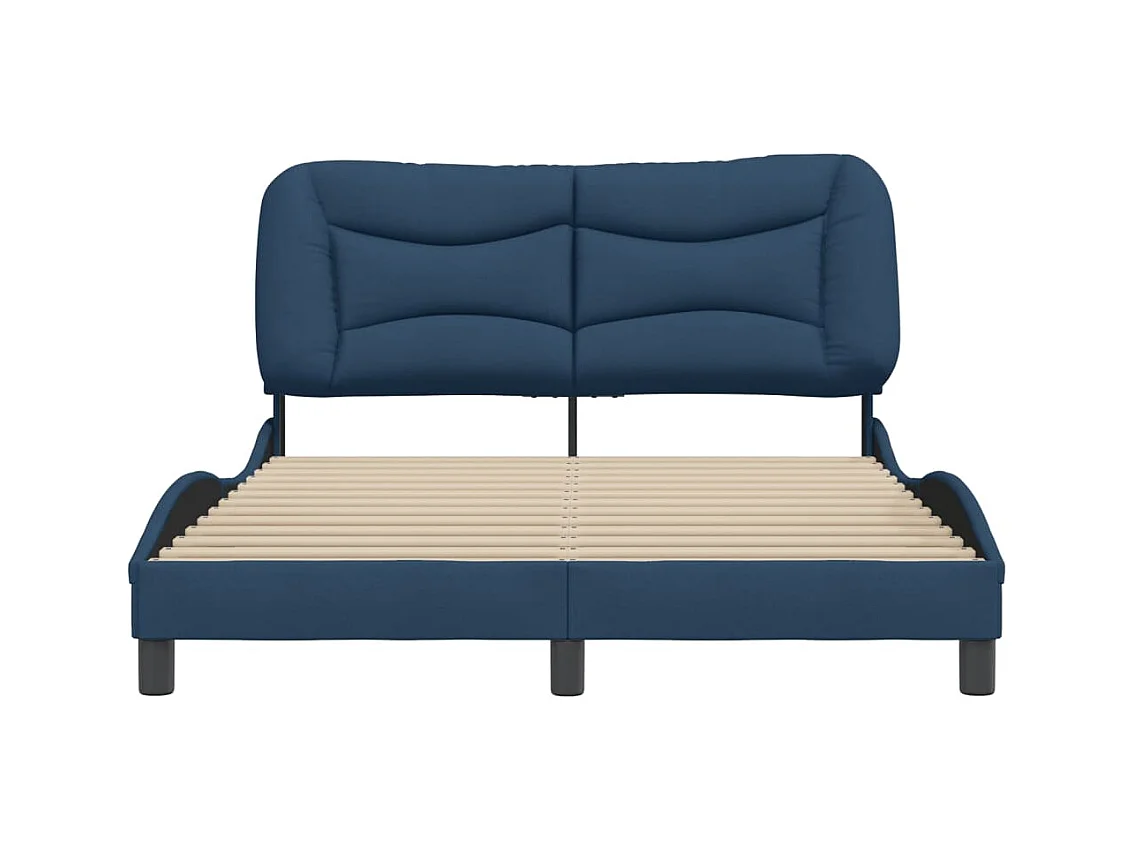 Lit double + tête de lit Bleu 120x200 cm Tissu FR62025