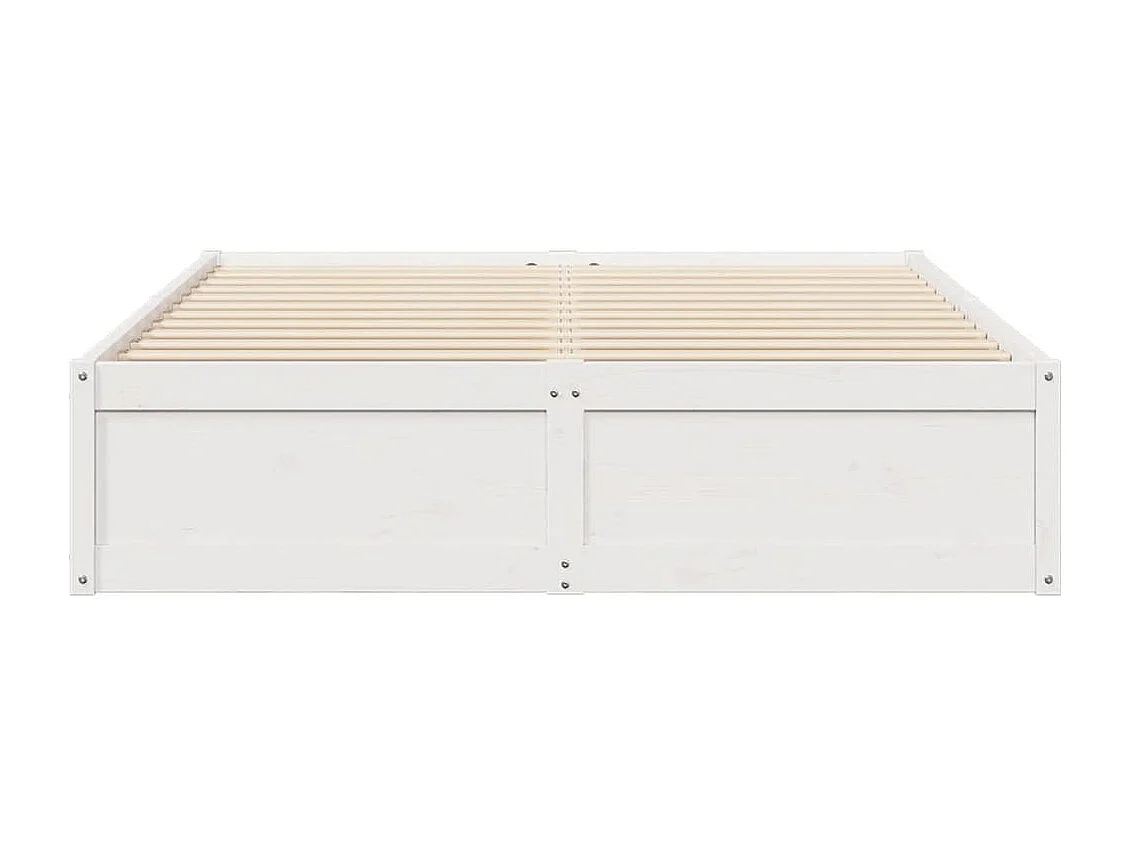 Lit double blanc 160x200 cm bois de pin massif FR59595