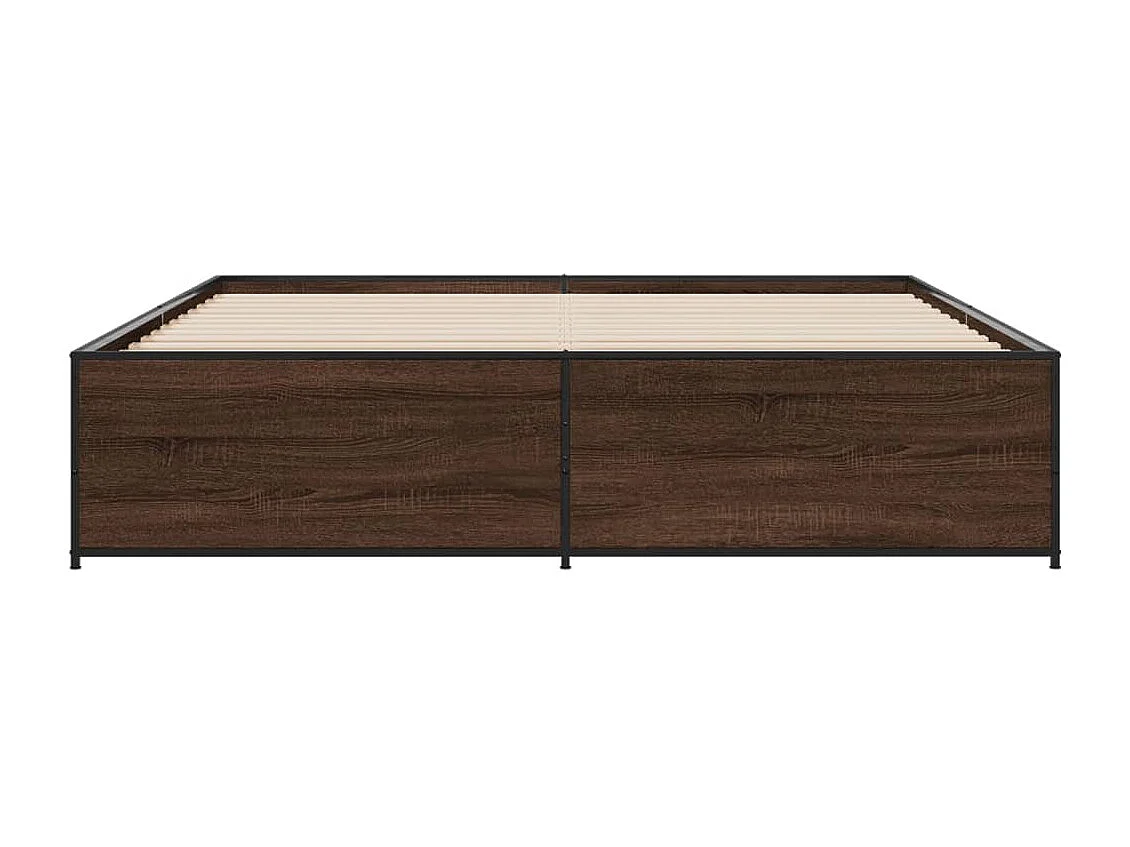 Cama 180x200 cm - madera ingeniería metal marrón roble ES399194