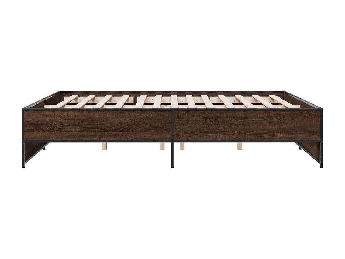Cama 180x200 cm - madera ingeniería metal marrón roble ES399194
