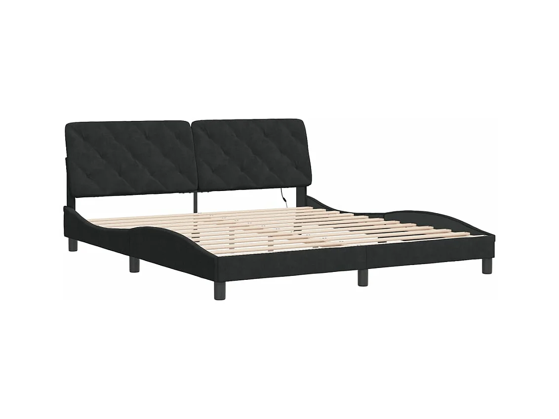 Lit double avec lumières LED noir 180x200 cm velours FR89374