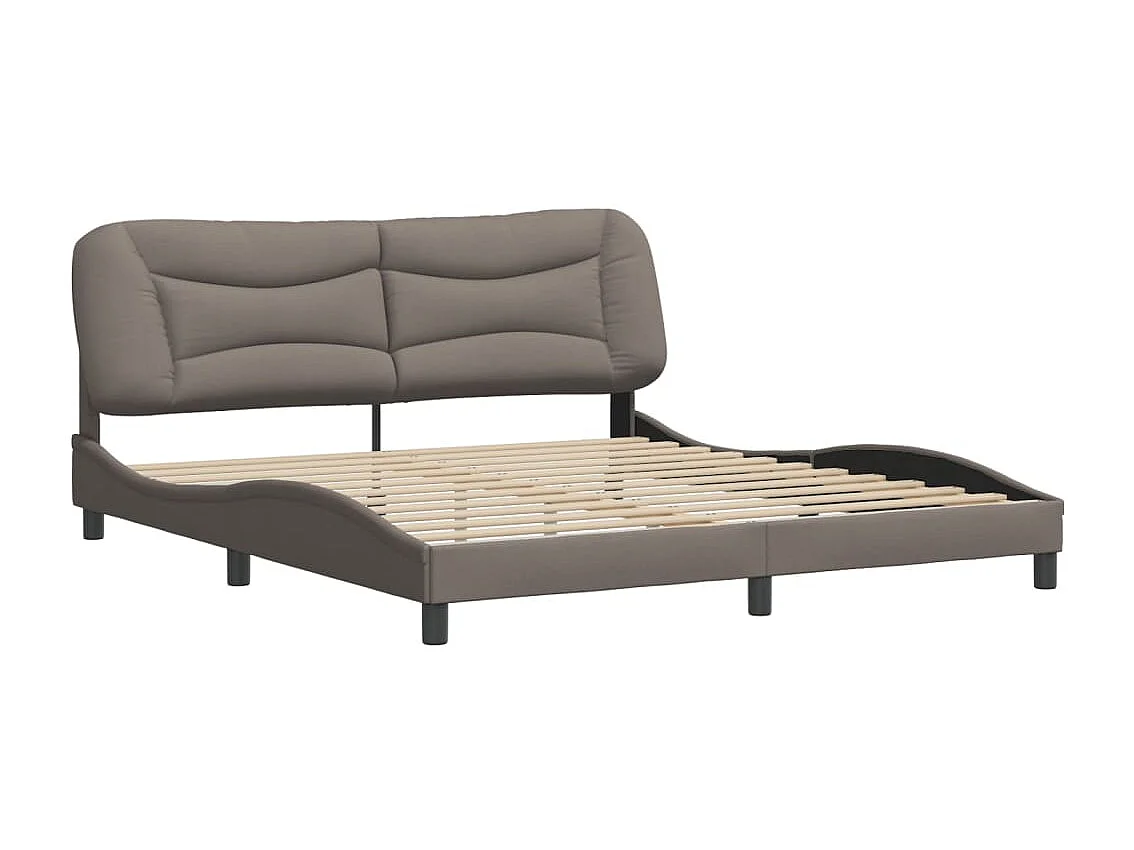 Lit double + tête de lit Taupe 180x200 cm Tissu FR28688