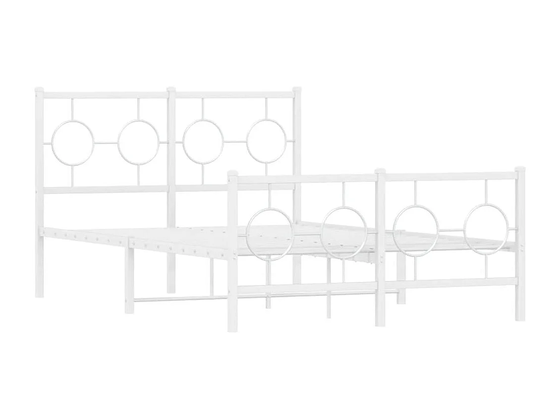 Lit double métal + tête de lit/pied de lit blanc 120x190cm FR64250