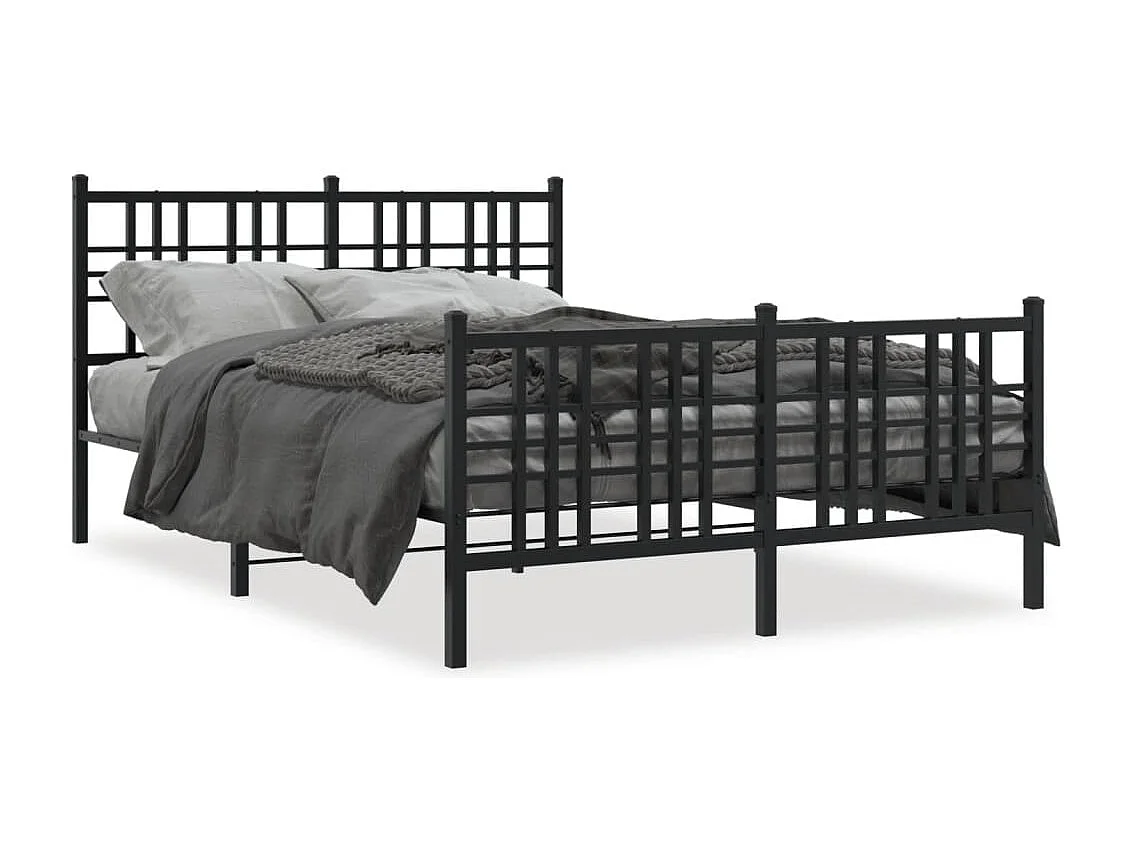 Cama com cabeceira e pés 140x200 cm metal preto PT456332