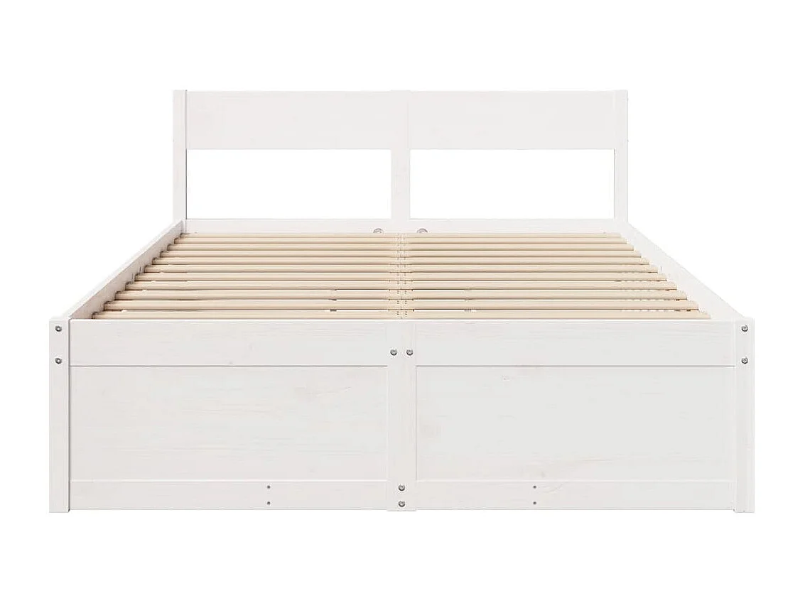 Lit double avec tiroirs blanc 120x200 cm bois de pin massif FR77972