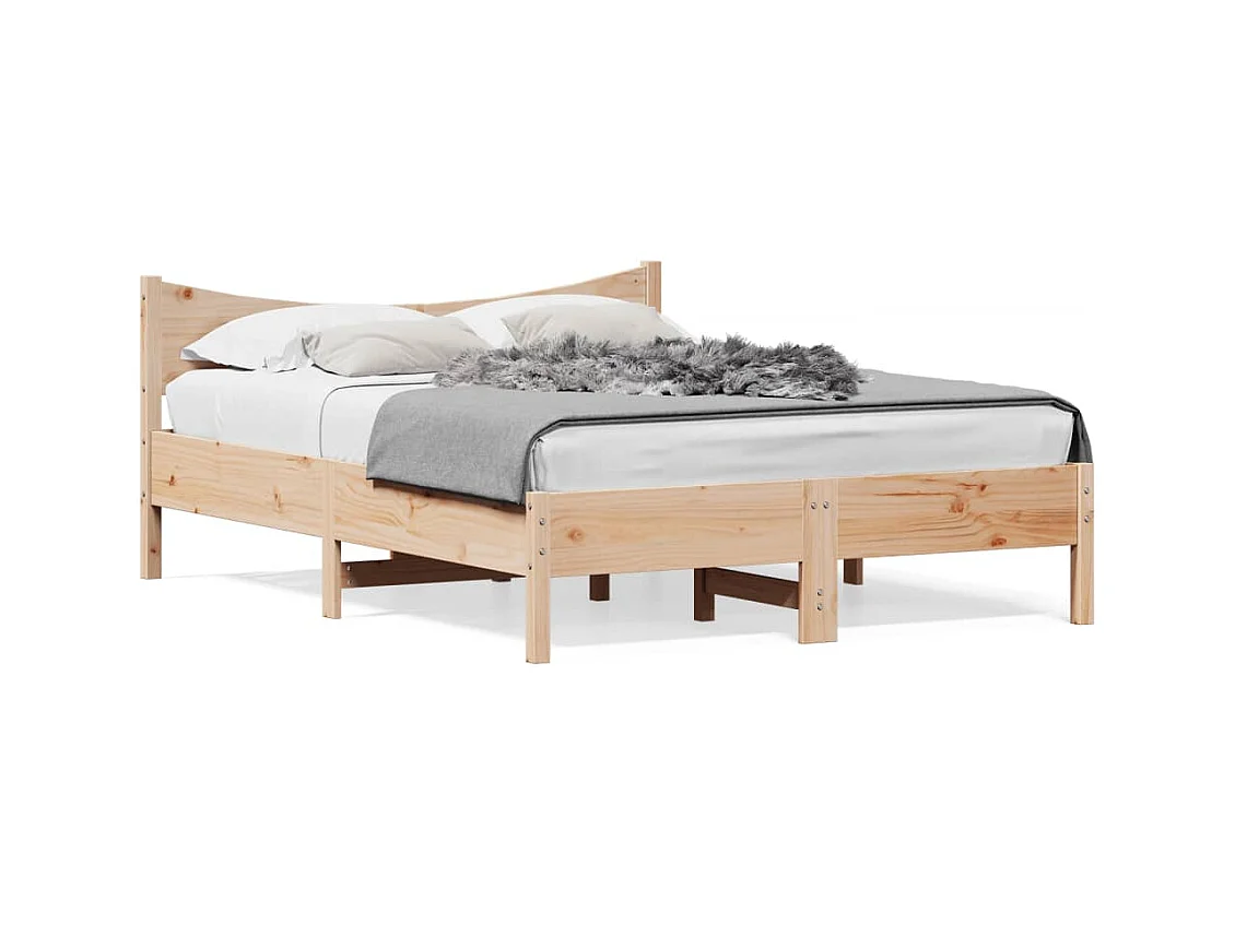 Lit double 135x190 cm Bois de pin massif FR87835