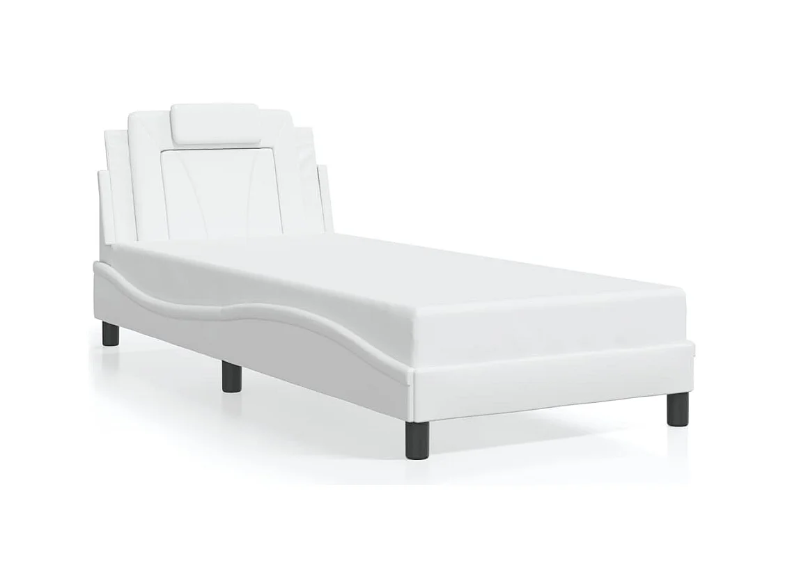 Cama 90x190 cm - con luces LED cuero sintético blanco ES937511
